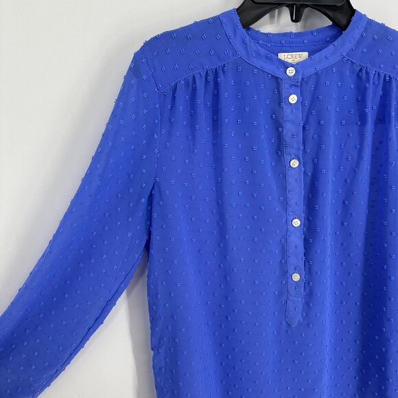 3/$25 J. Crew Clip Dot Blouse Top XXS Long Sleeve Popover Half Button Down Sheer - Picture 3 of 7